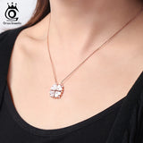 925 Silver Four Clover Pendant Rose Necklace Choker Jewelry