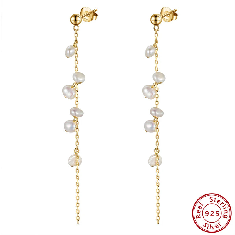 Personality Branch Tassel Earrings Natural Pearl GPE08