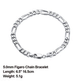Punk 925 Sterling Silver Bracelet 5mm Diamond-Cut Chain Bracelet Women Men