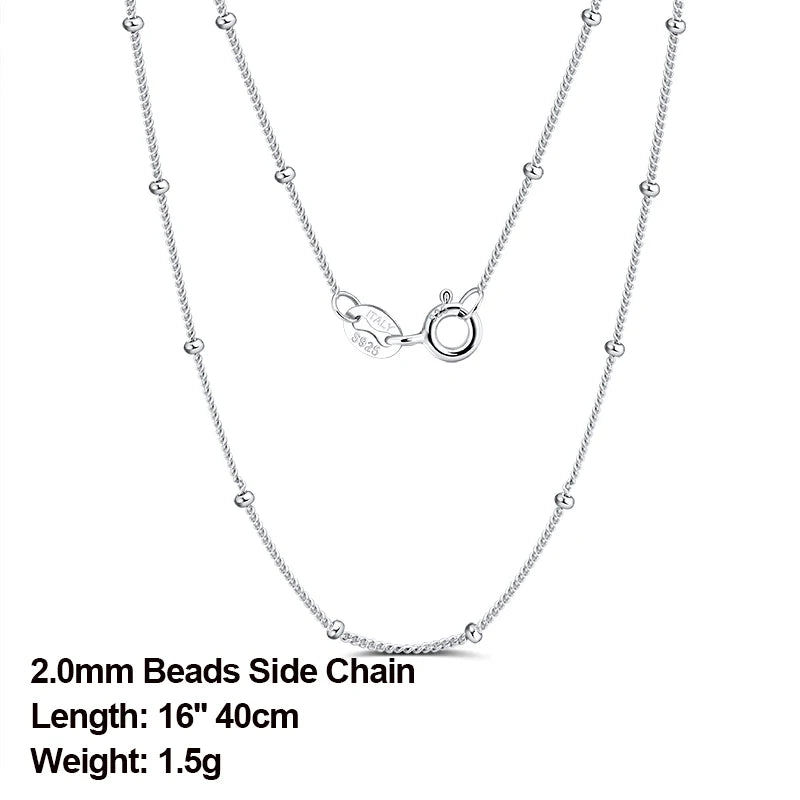 925 Silver Side Chain Small Ball Length Chain Women Jewelry SC22