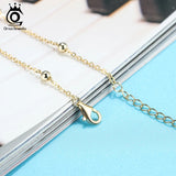 925 Silver Anklet 14K Plated Glittering Thin Anklet for Girls SA05