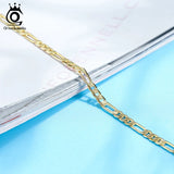 925 Silver Ankle Chain 14K Plated Designe Hollow Out 21+5 CM SA07