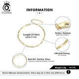925 Silver Ankle Chain 14K Plated Designe Hollow Out 21+5 CM SA07