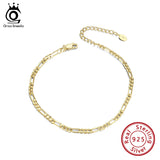 925 Silver Ankle Chain 14K Plated Designe Hollow Out 21+5 CM SA07