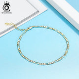 925 Silver Ankle Chain 14K Plated Designe Hollow Out 21+5 CM SA07