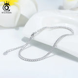 925 Silver Zirconia Ankle Chain Tennis Chain Gift SA03