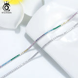 925 Silver Zirconia Ankle Chain Tennis Chain Gift SA03