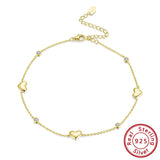925 Silver Anklet Heart Shape Zircon Extension Chain for Women SA01