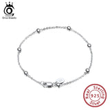 925 Sterling Silver Cable Chain Bracelet with Ball Beads