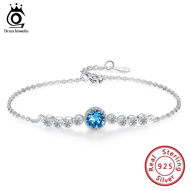 925 Silver Bracelet Women Classic Austrian Crystal Wedding Party Jewelry