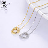 925 Silver Pendant Necklace Women Clear Zircon Circle Party Gift SN175