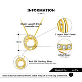 925 Silver Pendant Necklace Women Clear Zircon Circle Party Gift SN175