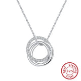 925 Silver Pendant Necklace Women Clear Zircon Circle Party Gift SN175