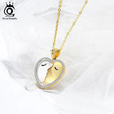 925 Silver Kiss Pendant Necklace Rhodium & Plated Heart Necklace SN288