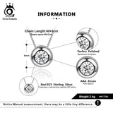 Real 925 Silver Zircon Pendant Necklace Round Box Chain Jewelry OSN136