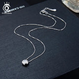 Real 925 Silver Zircon Pendant Necklace Round Box Chain Jewelry OSN136