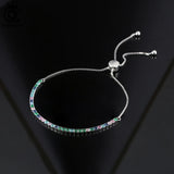 925 Silver Adjustable Tennis Bracelet Women Multi-Color Zirconia Chain