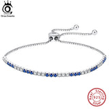 925 Silver Adjustable Tennis Bracelet Women Multi-Color Zirconia Chain
