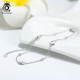 925 Silver Anklet Heart Charms Zirconia Vacation Ankle Accessory
