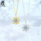 925 Silver Crystal Pendant Snowflake Necklace Christmas Gift