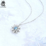 925 Silver Crystal Pendant Snowflake Necklace Christmas Gift