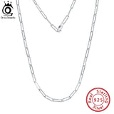925 Sterling Silver Paperclip Link Chain Necklace for Women