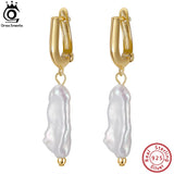 925 Silver Freshwater Baroque Drop Earrings 14K Gold Jewelry GPE10