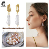 925 Silver Freshwater Baroque Drop Earrings 14K Gold Jewelry GPE10