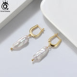 925 Silver Freshwater Baroque Drop Earrings 14K Gold Jewelry GPE10