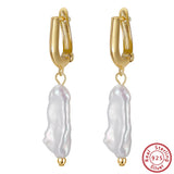 925 Silver Freshwater Baroque Drop Earrings 14K Gold Jewelry GPE10