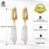 925 Silver Freshwater Baroque Drop Earrings 14K Gold Jewelry GPE10
