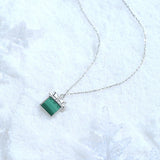 925 Silver Malachite Pendant Necklace for Women