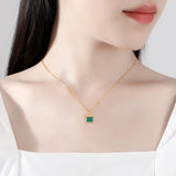 925 Silver Malachite Pendant Necklace for Women