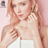 925 Silver Paperclip Chunky Link Chain Bracelet with Baroque Pearl