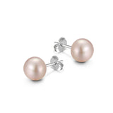 925 Silver Stud Earrings Fresh Water Pearl 8 MM Gold-color Female Jewelry
