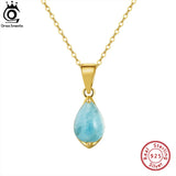 Aquamarine Pendant Necklace 925 Silver Gemstone Jewelry
