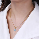 Aquamarine Pendant Necklace 925 Silver Gemstone Jewelry