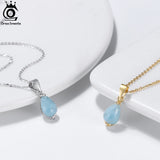 Aquamarine Pendant Necklace 925 Silver Gemstone Jewelry