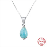 Aquamarine Pendant Necklace 925 Silver Gemstone Jewelry