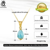 Aquamarine Pendant Necklace 925 Silver Gemstone Jewelry