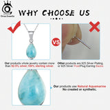 Aquamarine Pendant Necklace 925 Silver Gemstone Jewelry