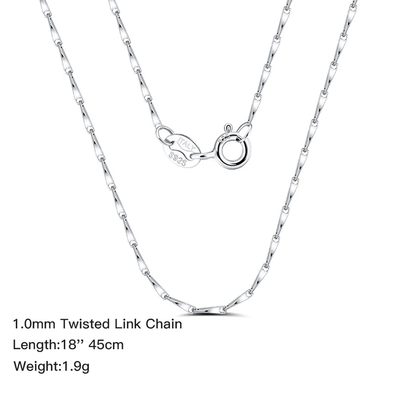 Real Silver 925 Necklace Chain Initial Link 16-24 Inches