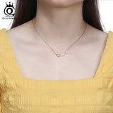 Sterling 925 Silver Necklace with Heart Shape Zircon Pendant