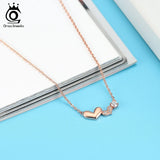 Sterling 925 Silver Necklace with Heart Shape Zircon Pendant