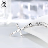 Religion Cross Pendant Necklace 925 Silver Zirconia Jewelry