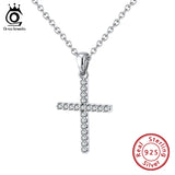 Religion Cross Pendant Necklace 925 Silver Zirconia Jewelry