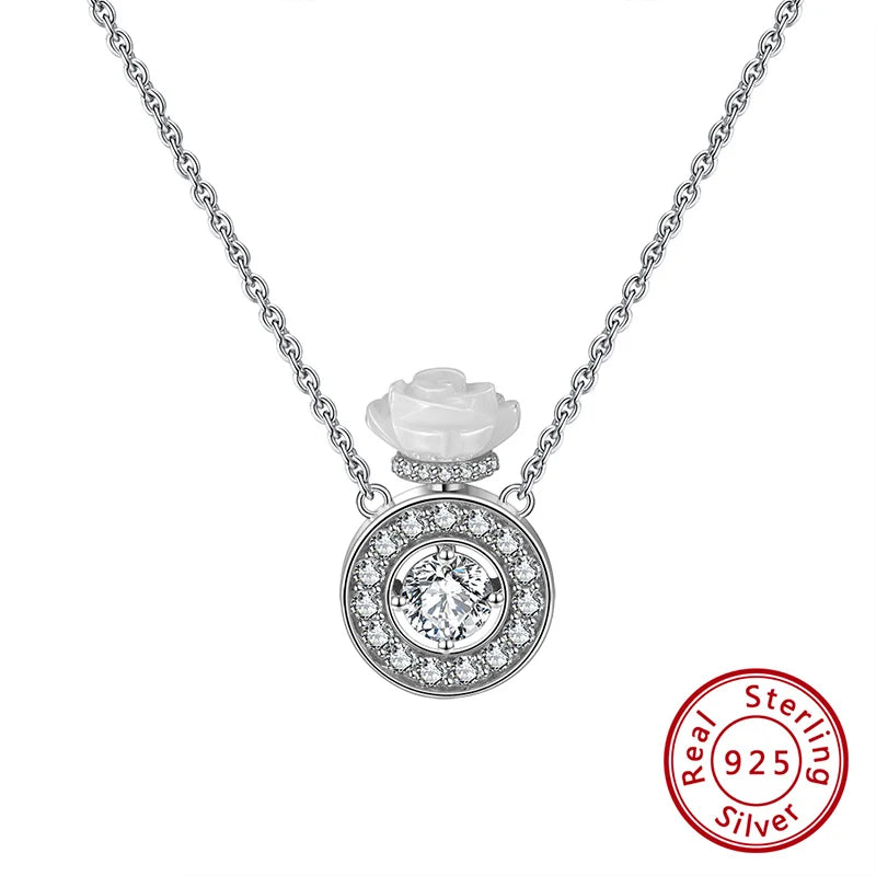 Romantic Perfume Bottle 925 Silver Pendant Women Necklaces Jewelry