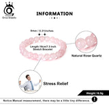 Rose Quartz Beads Bracelet Bangle Natural Stone Healing Jewelry GMB22