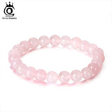 Rose Quartz Beads Bracelet Bangle Natural Stone Healing Jewelry GMB22