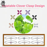 Sterling Silver Rotatable Clover Clasp Tennis Bracelet CZ Chain Jewelry